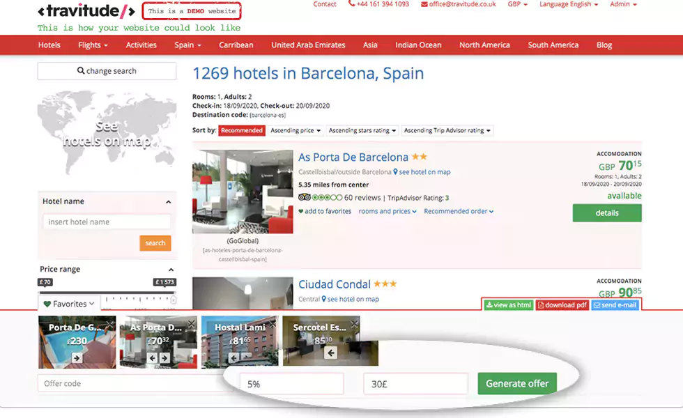 Productivity tool for travel agents