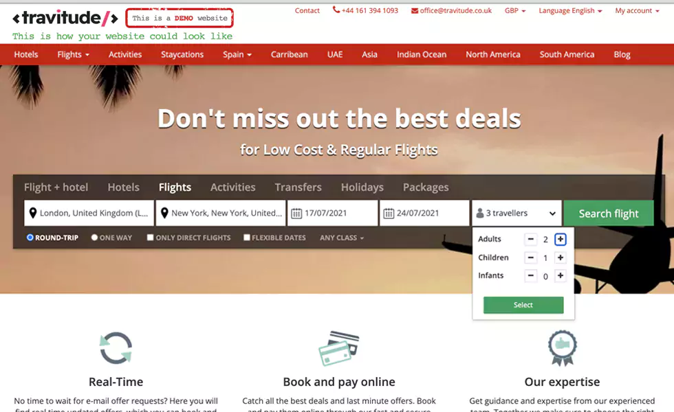 Search and select flights offers using multiple filters
