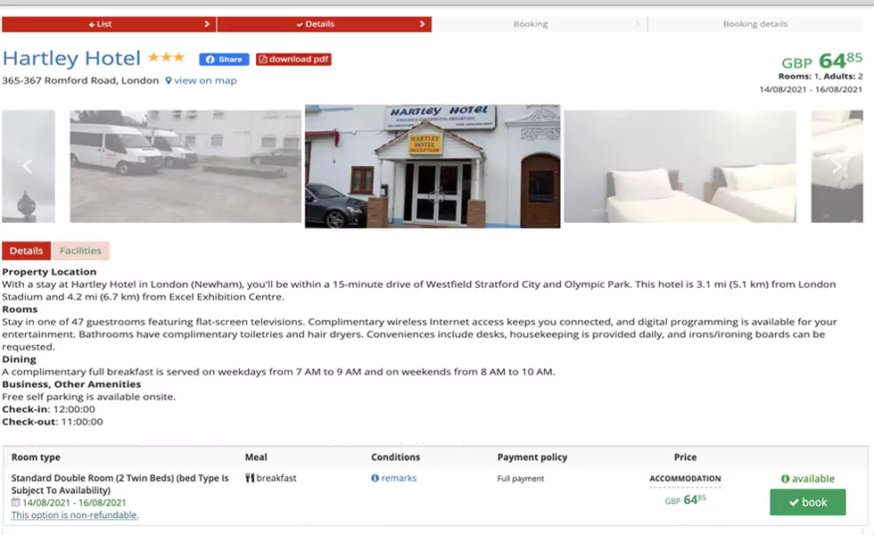 Search and select accommodations using multiple filters